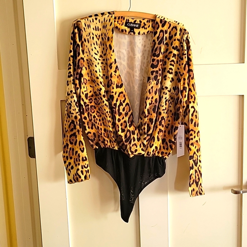 Cushnie Animal Print Bodysuit
